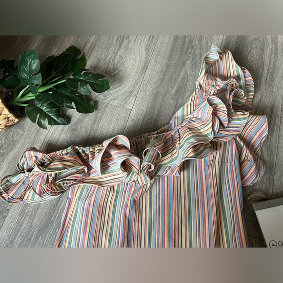 Petersyn Arabella Sunset Cold Shoulder Striped Cotton Avant Garde-esque Blouse M - Picture 7 of 14